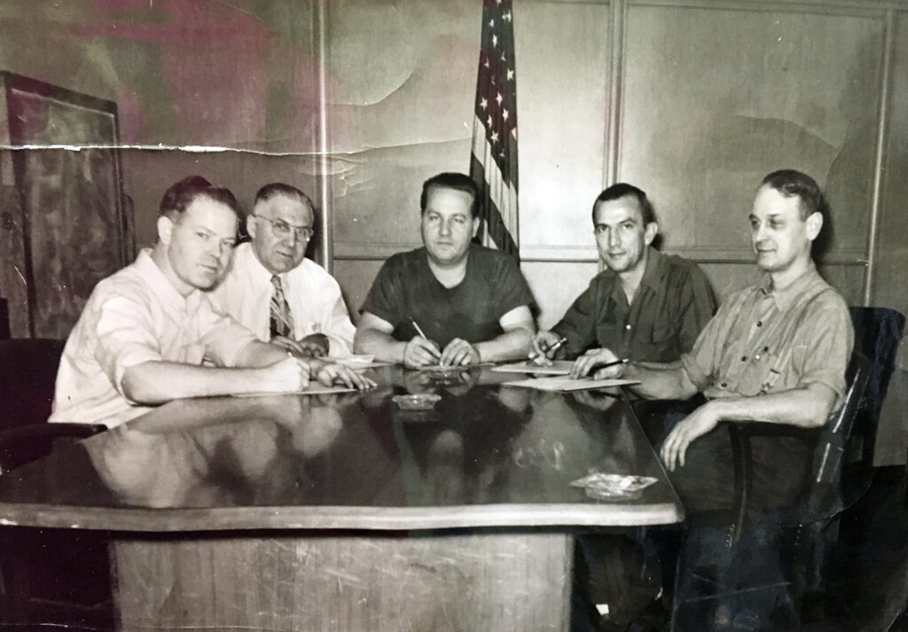 community photo at desk